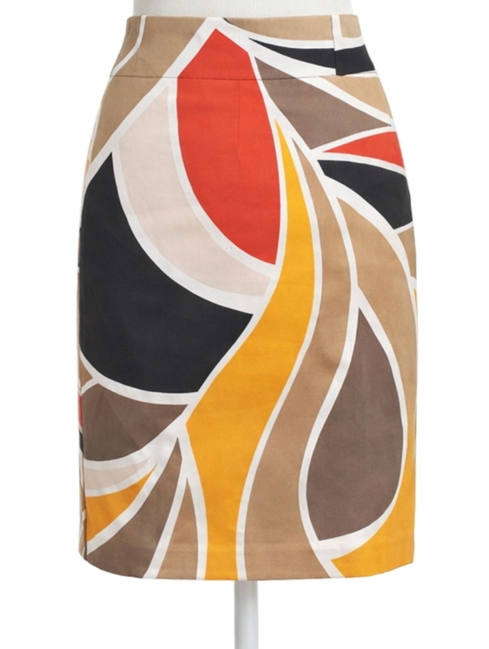 WORTHINGTON Petite Geometric Pencil Skirt Red Orange Yellow Black Size 10P